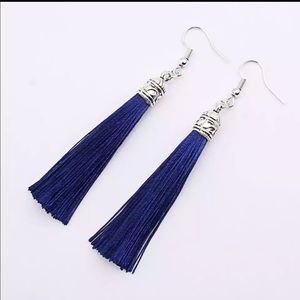 Jewelry - Bohemian silver top tassel drop earrings in blue Jewelry - Bohemian silver top tassel drop earrings in blue